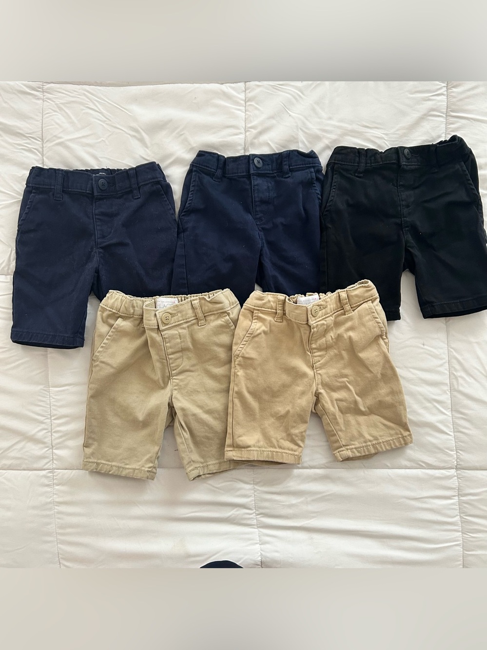 The Children’s Place Girls Uniform Shorts Lot 5 Pairs Size 3T Khaki Navy Black